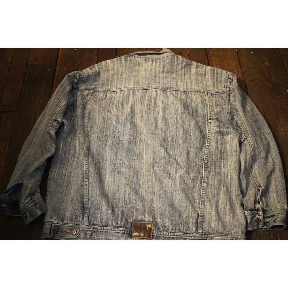 Vintage Pelle Pelle Denim Jacket XL 90s Light Wash Jean Coat  HipHop Streetwear